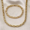 Stainless Steel Necklace and Bracelet, Polished, Golden Finish, 06.116.0061.1