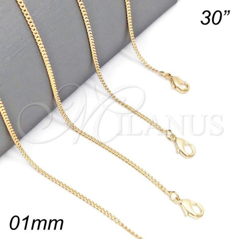 Oro Laminado Basic Necklace, Gold Filled Style Curb Design, Polished, Golden Finish, 5.223.033.30