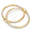 Oro Laminado Large Hoop, Gold Filled Style Hollow Design, Diamond Cutting Finish, Tricolor, 02.170.0109.1.60