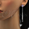 Rhodium Plated Long Earring, Flower Design, with Amethyst Swarovski Crystals, Polished, Rhodium Finish, 02.239.0022.2