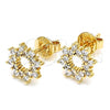 Oro Laminado Stud Earring, Gold Filled Style with White Cubic Zirconia, Polished, Golden Finish, 02.156.0303