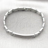 Stainless Steel Solid Bracelet, Cross Design, Polished, Steel Finish, 03.114.0412.08