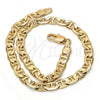 Oro Laminado Basic Anklet, Gold Filled Style Mariner Design, Polished, Golden Finish, 5.222.024.10
