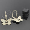 Oro Laminado Dangle Earring, Gold Filled Style Butterfly Design, Diamond Cutting Finish, Golden Finish, 5.104.011