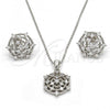 Sterling Silver Earring and Pendant Adult Set, with White Cubic Zirconia, Polished, Rhodium Finish, 10.175.0019