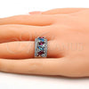 Rhodium Plated Multi Stone Ring, with Multicolor Cubic Zirconia, Polished, Rhodium Finish, 01.206.0003.1.09 (Size 9)