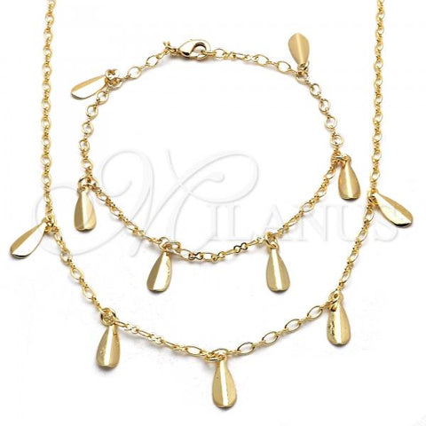 Oro Laminado Necklace and Bracelet, Gold Filled Style Polished, Golden Finish, 06.63.0213