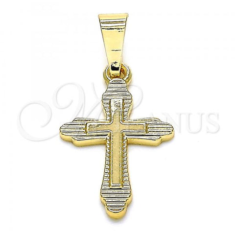 Oro Laminado Religious Pendant, Gold Filled Style Cross Design, Polished, Golden Finish, 05.163.0091