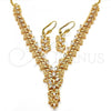 Oro Laminado Necklace and Earring, Gold Filled Style Leaf Design, with White Cubic Zirconia, Polished, Golden Finish, 06.236.0007