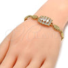 Oro Laminado Fancy Bracelet, Gold Filled Style with White Cubic Zirconia, Polished, Golden Finish, 03.221.0018.07
