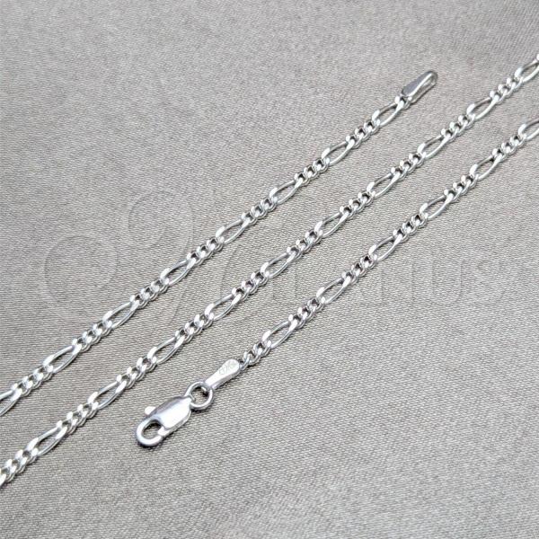 Sterling Silver Basic Anklet, Figaro Design, Polished, Silver Finish, 04.420.0016.10