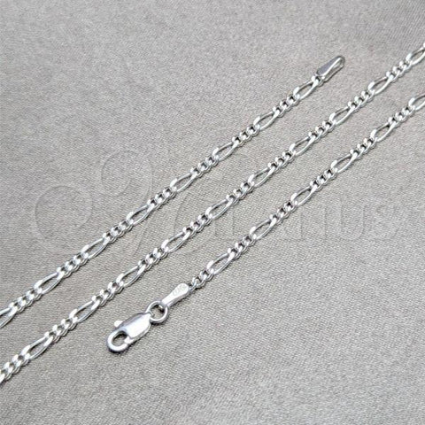 Sterling Silver Basic Anklet, Figaro Design, Polished, Silver Finish, 04.420.0016.10