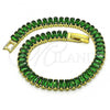 Oro Laminado Fancy Bracelet, Gold Filled Style with Green Cubic Zirconia, Polished, Golden Finish, 03.341.0188.07