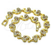 Oro Laminado Fancy Bracelet, Gold Filled Style Dolphin Design, with White Micro Pave, Polished, Golden Finish, 03.210.0152.08
