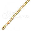 Gold Tone Basic Bracelet, Figaro Design, Polished, Golden Finish, 04.242.0017.08GT