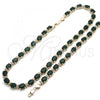 Oro Laminado Necklace and Bracelet, Gold Filled Style Heart Design, with Green and White Cubic Zirconia, Polished, Golden Finish, 06.284.0006.1