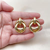 Oro Laminado Stud Earring, Gold Filled Style Hollow Design, Polished, Golden Finish, 02.282.0036