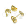 Oro Laminado Stud Earring, Gold Filled Style Dolphin Design, with  Micro Pave, Golden Finish, 02.156.0048