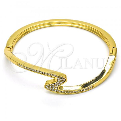 Oro Laminado Individual Bangle, Gold Filled Style with White Crystal, Polished, Golden Finish, 07.252.0049.04 (04 MM Thickness, Size 4 - 2.25 Diameter)