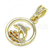 Oro Laminado Fancy Pendant, Gold Filled Style Dolphin Design, Polished, Golden Finish, 05.351.0186