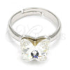 Rhodium Plated Multi Stone Ring, Butterfly Design, with Crystal Swarovski Crystals, Polished, Rhodium Finish, 01.239.0007.1 (One size fits all)