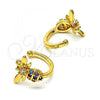 Oro Laminado Earcuff Earring, Gold Filled Style Bee Design, with Multicolor Micro Pave, Polished, Golden Finish, 02.210.0684.1
