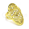 Oro Laminado Elegant Ring, Gold Filled Style Flower and Arrow Design, Diamond Cutting Finish, Golden Finish, 01.233.0036.08