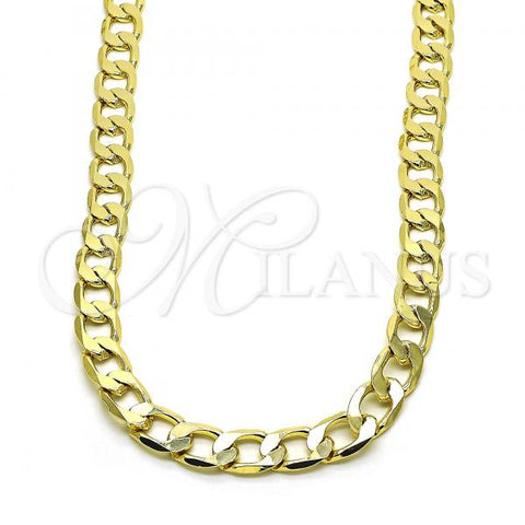 Oro Laminado Basic Necklace, Gold Filled Style Curb Design, Polished, Golden Finish, 04.213.0299.24