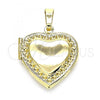 Oro Laminado Locket Pendant, Gold Filled Style Heart Design, Polished, Golden Finish, 05.117.0012