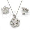 Sterling Silver Earring and Pendant Adult Set, with White Cubic Zirconia, Polished, Rhodium Finish, 10.286.0012