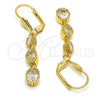 Oro Laminado Long Earring, Gold Filled Style with White Cubic Zirconia, Polished, Golden Finish, 02.284.0009