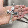 Stainless Steel Pendant Necklace, Crucifix Design, Polished, Steel Finish, 04.116.0041.30