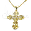 Oro Laminado Religious Pendant, Gold Filled Style Crucifix Design, Polished, Golden Finish, 05.213.0033