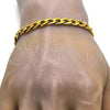 Stainless Steel Necklace and Bracelet, Curb Design, Golden Finish, 06.256.0008