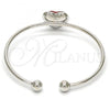 Rhodium Plated Individual Bangle, Heart Design, with Light Siam Swarovski Crystals, Polished, Rhodium Finish, 07.239.0013.8 (02 MM Thickness, One size fits all)