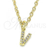 Oro Laminado Fancy Pendant, Gold Filled Style Initials Design, with White Cubic Zirconia, Polished, Golden Finish, 05.341.0038