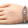 Oro Laminado Fancy Bracelet, Gold Filled Style Elephant and Owl Design, Polished, Tricolor, 03.380.0073.07