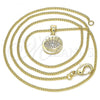 Oro Laminado Pendant Necklace, Gold Filled Style with White Micro Pave, Polished, Golden Finish, 04.156.0306.20