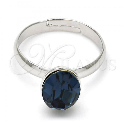 Rhodium Plated Multi Stone Ring, with Montana Swarovski Crystals, Polished, Rhodium Finish, 01.239.0004.4 (One size fits all)