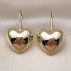 Oro Laminado Stud Earring, Gold Filled Style Heart and Hollow Design, Polished, Golden Finish, 02.163.0361