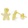 Sterling Silver Stud Earring, with White Cubic Zirconia, Polished, Golden Finish, 02.366.0015.1