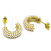 Oro Laminado Stud Earring, Gold Filled Style with Ivory Pearl, Polished, Golden Finish, 02.379.0018