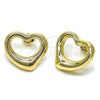 Oro Laminado Stud Earring, Gold Filled Style Heart Design, Polished, Golden Finish, 02.428.0006