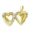 Oro Laminado Locket Pendant, Gold Filled Style Heart Design, Polished, Golden Finish, 05.117.0001