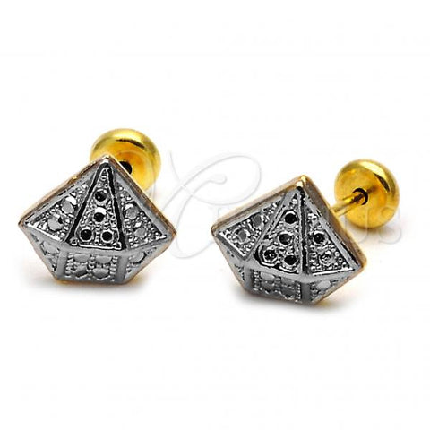Oro Laminado Stud Earring, Gold Filled Style Matte Finish, Two Tone, 02.55.0050 *PROMO*
