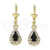 Oro Laminado Dangle Earring, Gold Filled Style Teardrop Design, with Black and White Crystal, Polished, Golden Finish, 02.122.0116.1