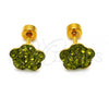 Stainless Steel Stud Earring, Flower Design, with Dark Peridot Crystal, Polished, Golden Finish, 02.271.0020.10