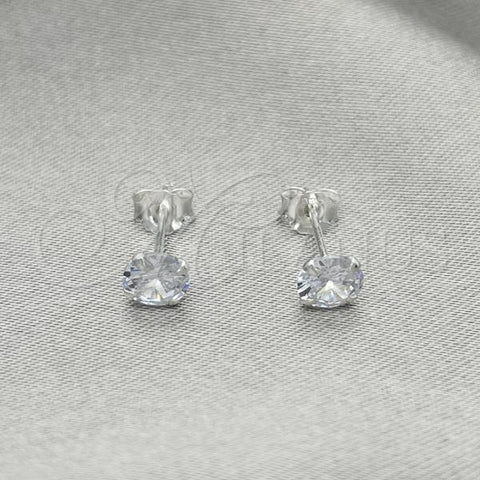 Sterling Silver Stud Earring, with White Cubic Zirconia, Polished, Silver Finish, 02.401.0054.05