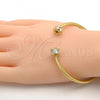 Oro Laminado Individual Bangle, Gold Filled Style with White Cubic Zirconia, Diamond Cutting Finish, Golden Finish, 07.97.0059 (03 MM Thickness, One size fits all)