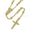 Oro Laminado Thin Rosary, Gold Filled Style Guadalupe and Crucifix Design, Polished, Golden Finish, 09.213.0016.24